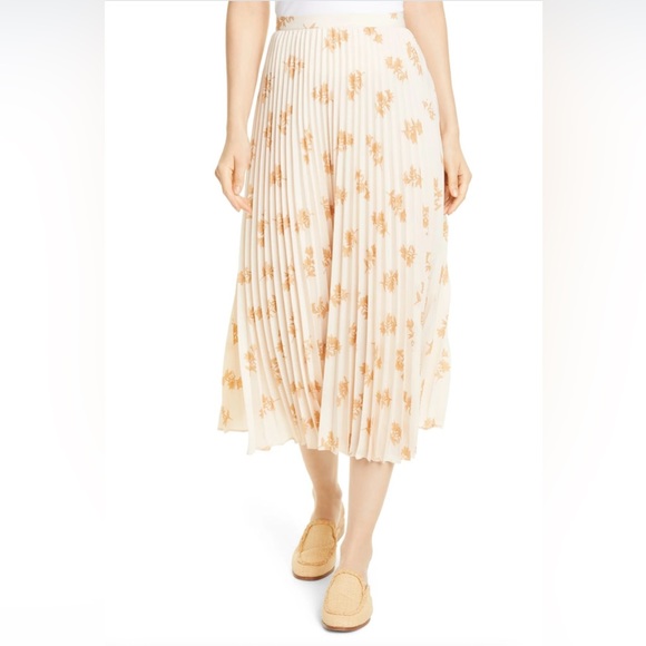 Joie pleated peach pattern skirt size 0 - Picture 3 of 9